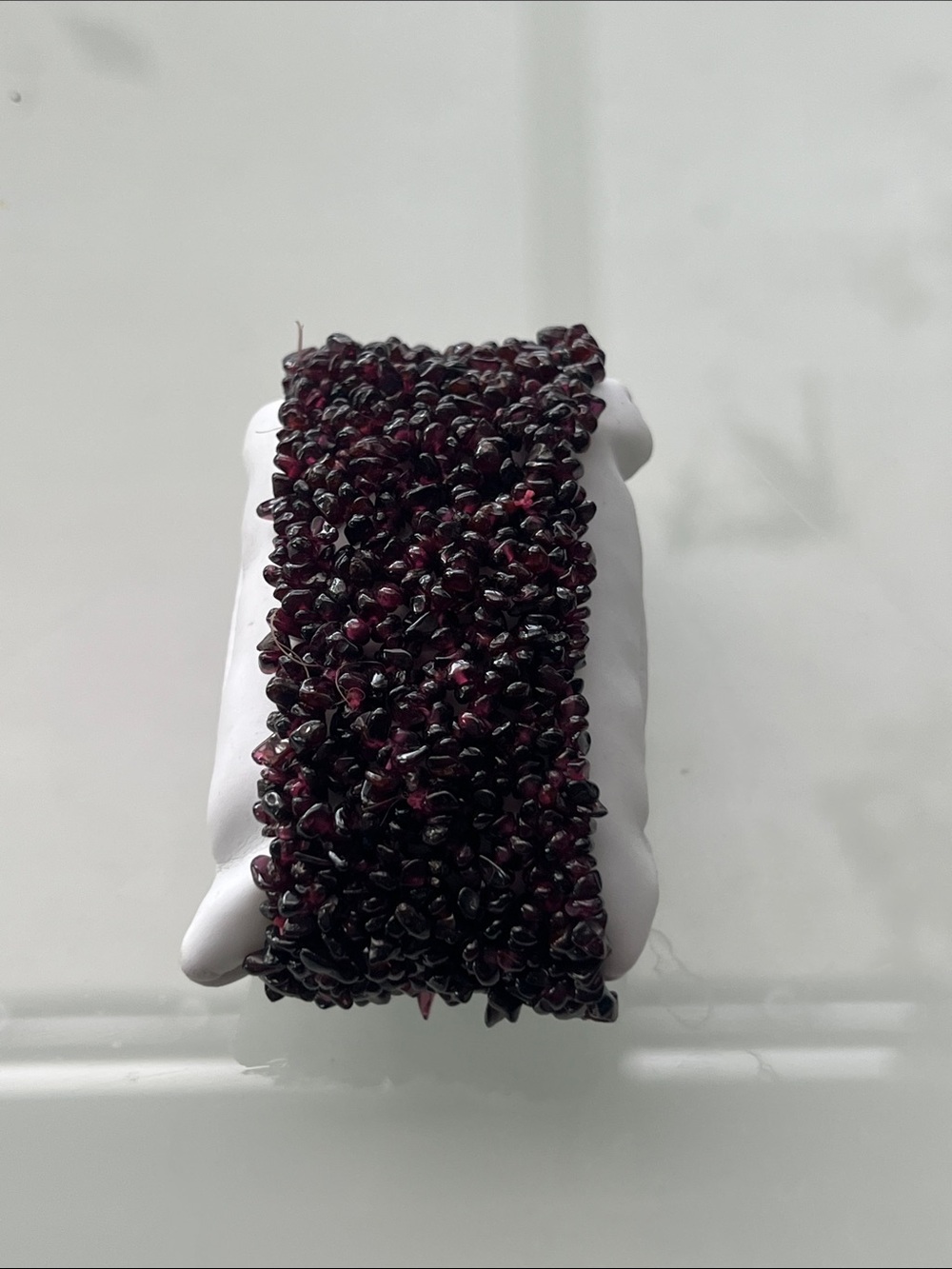 Garnet Stone Beaded Stretch Bracelet